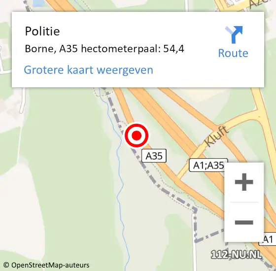 Locatie op kaart van de 112 melding: Politie Borne, A35 hectometerpaal: 54,4 op 18 september 2024 12:56