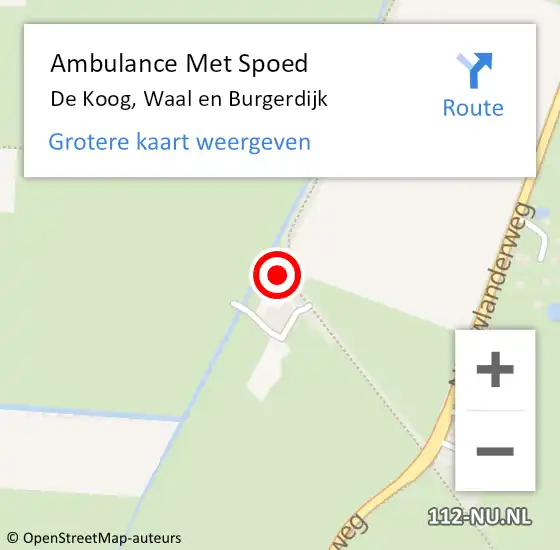 Locatie op kaart van de 112 melding: Ambulance Met Spoed Naar Waal, Waal en Burgerdijk op 18 september 2024 12:57