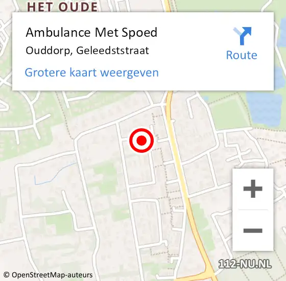 Locatie op kaart van de 112 melding: Ambulance Met Spoed Naar Ouddorp, Geleedststraat op 18 september 2024 13:00