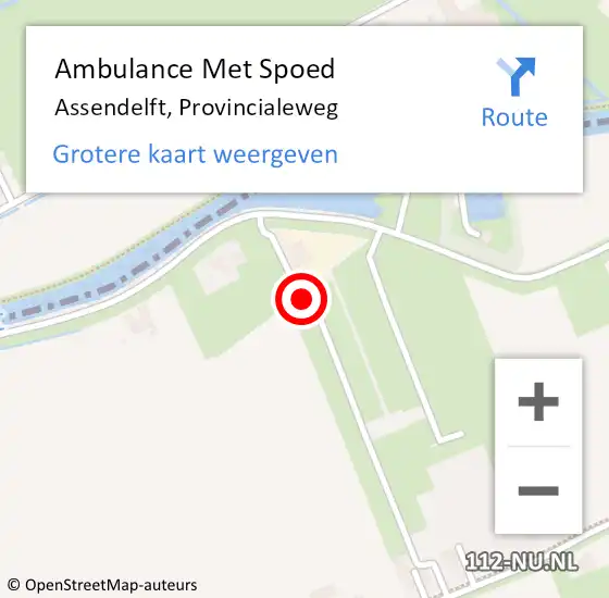 Locatie op kaart van de 112 melding: Ambulance Met Spoed Naar Assendelft, Provincialeweg op 18 september 2024 13:03