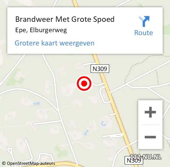 Locatie op kaart van de 112 melding: Brandweer Met Grote Spoed Naar Epe, Elburgerweg op 18 september 2024 13:07