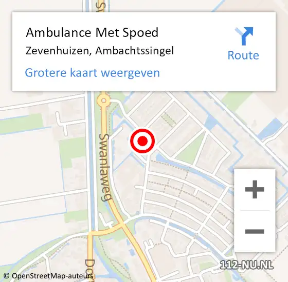 Locatie op kaart van de 112 melding: Ambulance Met Spoed Naar Zevenhuizen, Ambachtssingel op 18 september 2024 13:27