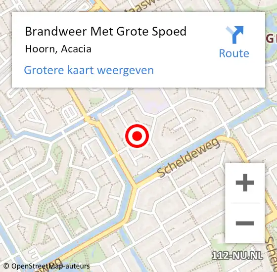 Locatie op kaart van de 112 melding: Brandweer Met Grote Spoed Naar Hoorn, Acacia op 18 september 2024 13:36