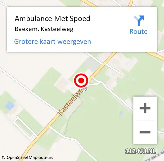 Locatie op kaart van de 112 melding: Ambulance Met Spoed Naar Baexem, Kasteelweg op 18 september 2024 13:46