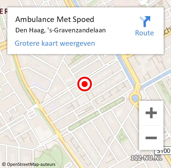 Locatie op kaart van de 112 melding: Ambulance Met Spoed Naar Den Haag, 's-Gravenzandelaan op 18 september 2024 13:47