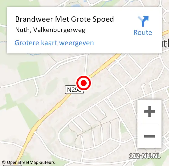 Locatie op kaart van de 112 melding: Brandweer Met Grote Spoed Naar Nuth, Valkenburgerweg op 18 september 2024 13:53