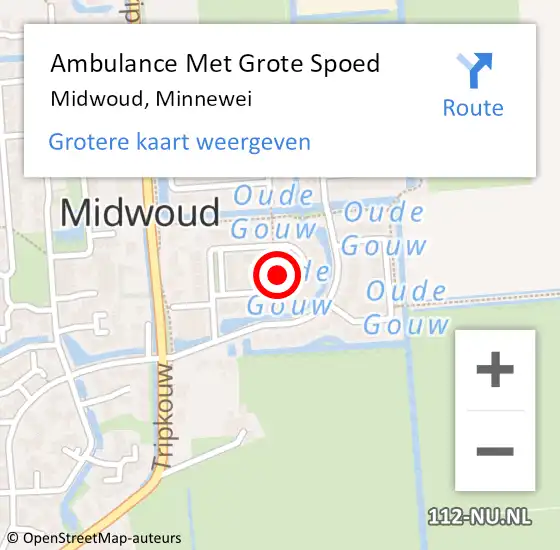 Locatie op kaart van de 112 melding: Ambulance Met Grote Spoed Naar Midwoud, Minnewei op 18 september 2024 13:54