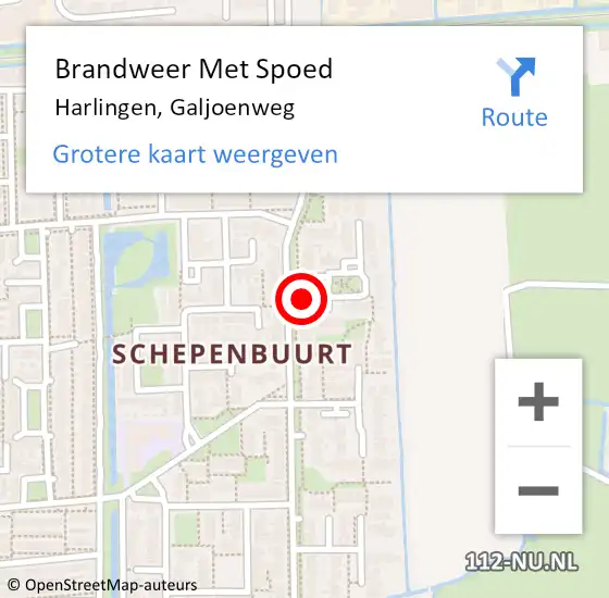 Locatie op kaart van de 112 melding: Brandweer Met Spoed Naar Harlingen, Galjoenweg op 18 september 2024 14:03