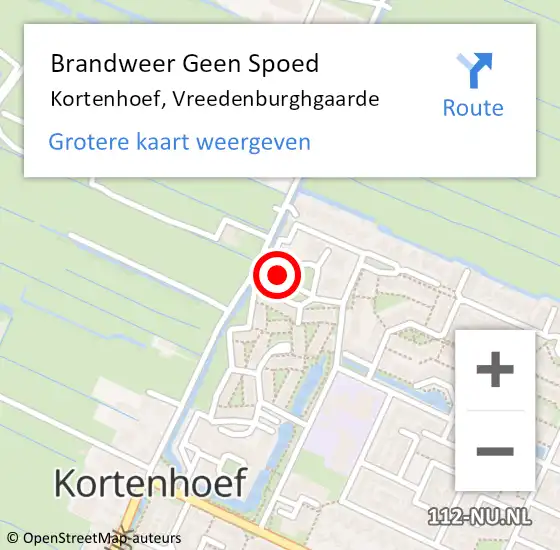 Locatie op kaart van de 112 melding: Brandweer Geen Spoed Naar Kortenhoef, Vreedenburghgaarde op 20 oktober 2014 14:53