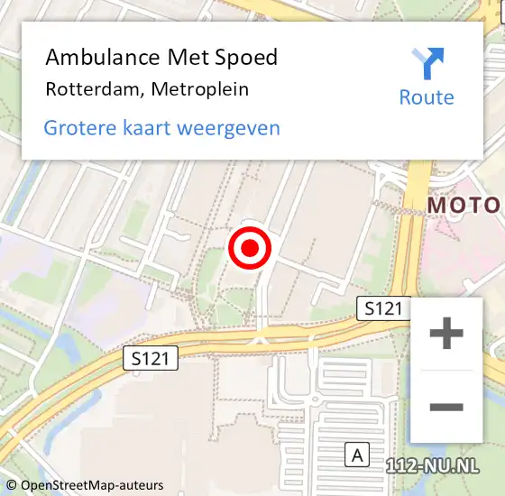 Locatie op kaart van de 112 melding: Ambulance Met Spoed Naar Rotterdam, Metroplein op 18 september 2024 14:17