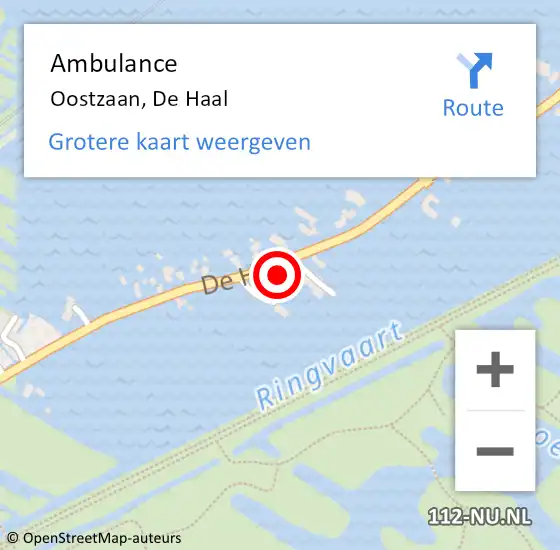 Locatie op kaart van de 112 melding: Ambulance Oostzaan, De Haal op 18 september 2024 14:27