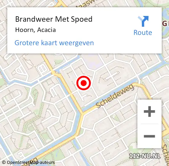 Locatie op kaart van de 112 melding: Brandweer Met Spoed Naar Hoorn, Acacia op 18 september 2024 14:34