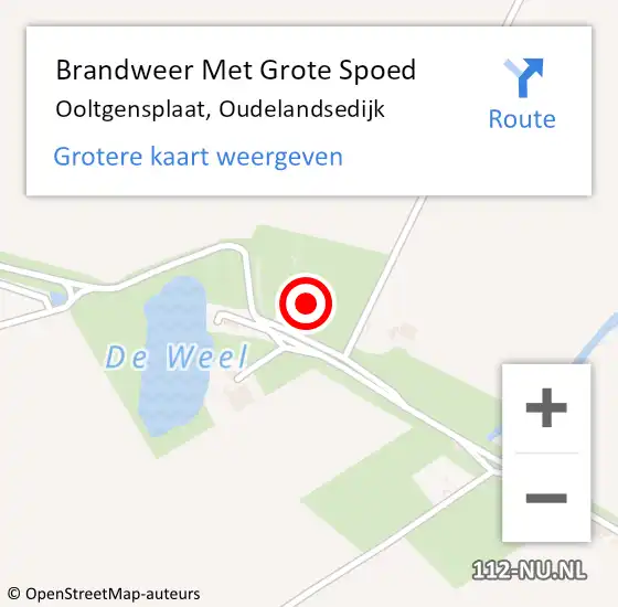 Locatie op kaart van de 112 melding: Brandweer Met Grote Spoed Naar Ooltgensplaat, Oudelandsedijk op 18 september 2024 14:37