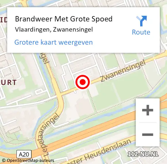 Locatie op kaart van de 112 melding: Brandweer Met Grote Spoed Naar Vlaardingen, Zwanensingel op 18 september 2024 14:39