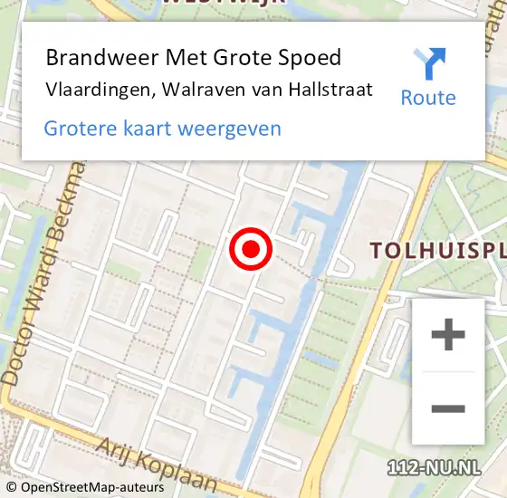 Locatie op kaart van de 112 melding: Brandweer Met Grote Spoed Naar Vlaardingen, Walraven van Hallstraat op 18 september 2024 14:48