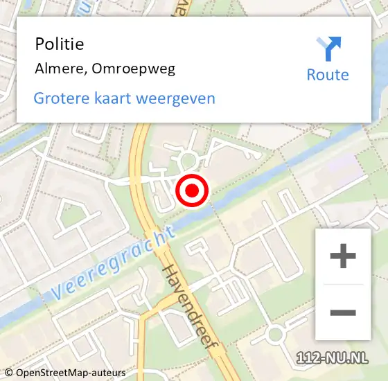 Locatie op kaart van de 112 melding: Politie Almere, Omroepweg op 18 september 2024 15:02