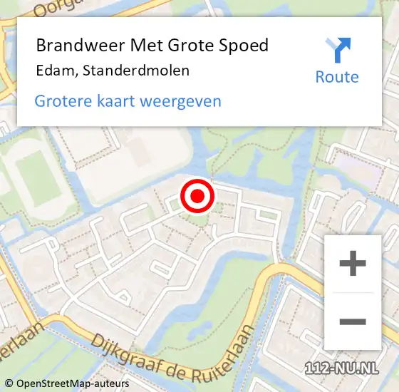 Locatie op kaart van de 112 melding: Brandweer Met Grote Spoed Naar Edam, Standerdmolen op 18 september 2024 15:06