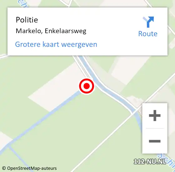 Locatie op kaart van de 112 melding: Politie Markelo, Enkelaarsweg op 18 september 2024 15:10