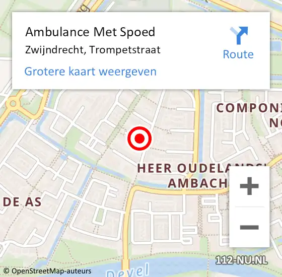 Locatie op kaart van de 112 melding: Ambulance Met Spoed Naar Zwijndrecht, Trompetstraat op 18 september 2024 15:20