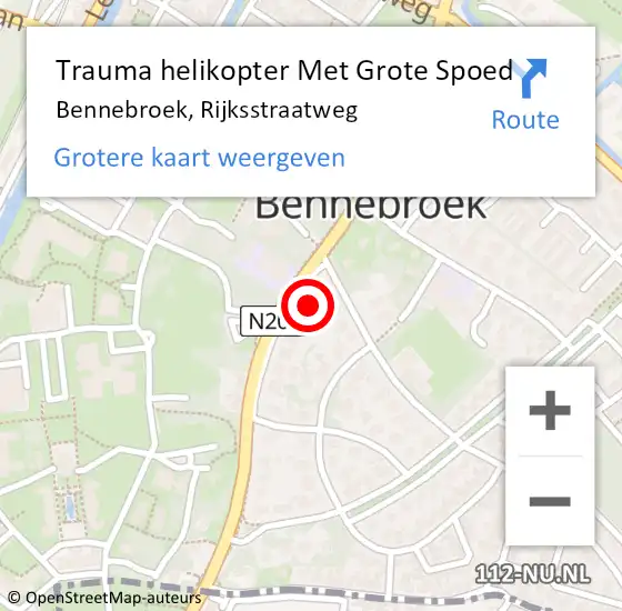 Locatie op kaart van de 112 melding: Trauma helikopter Met Grote Spoed Naar Bennebroek, Rijksstraatweg op 18 september 2024 15:26