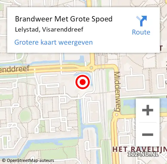 Locatie op kaart van de 112 melding: Brandweer Met Grote Spoed Naar Lelystad, Visarenddreef op 18 september 2024 15:26