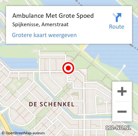 Locatie op kaart van de 112 melding: Ambulance Met Grote Spoed Naar Spijkenisse, Amerstraat op 18 september 2024 15:26