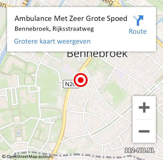 Locatie op kaart van de 112 melding: Ambulance Met Zeer Grote Spoed Naar Bennebroek, Rijksstraatweg op 18 september 2024 15:29