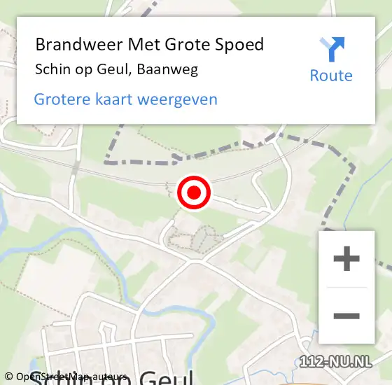 Locatie op kaart van de 112 melding: Brandweer Met Grote Spoed Naar Schin op Geul, Baanweg op 18 september 2024 15:35