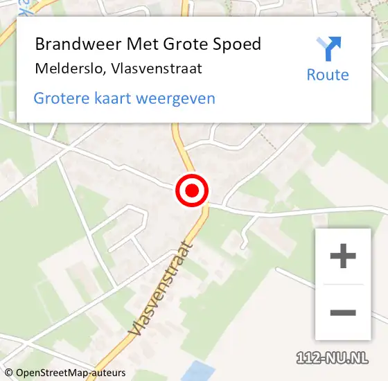 Locatie op kaart van de 112 melding: Brandweer Met Grote Spoed Naar Melderslo, Vlasvenstraat op 18 september 2024 15:48