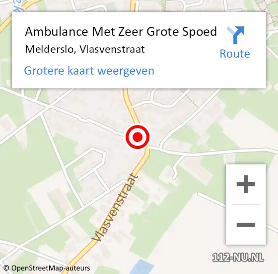 Locatie op kaart van de 112 melding: Ambulance Met Zeer Grote Spoed Naar Melderslo, Vlasvenstraat op 18 september 2024 15:50