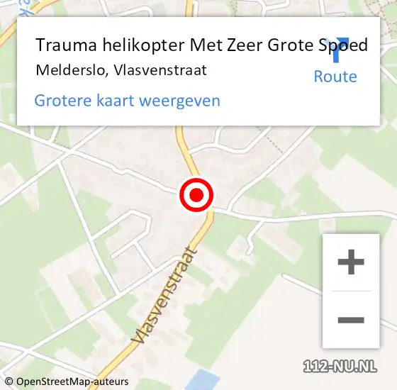 Locatie op kaart van de 112 melding: Trauma helikopter Met Zeer Grote Spoed Naar Melderslo, Vlasvenstraat op 18 september 2024 15:53