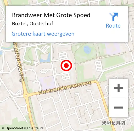 Locatie op kaart van de 112 melding: Brandweer Met Grote Spoed Naar Boxtel, Oosterhof op 18 september 2024 15:57