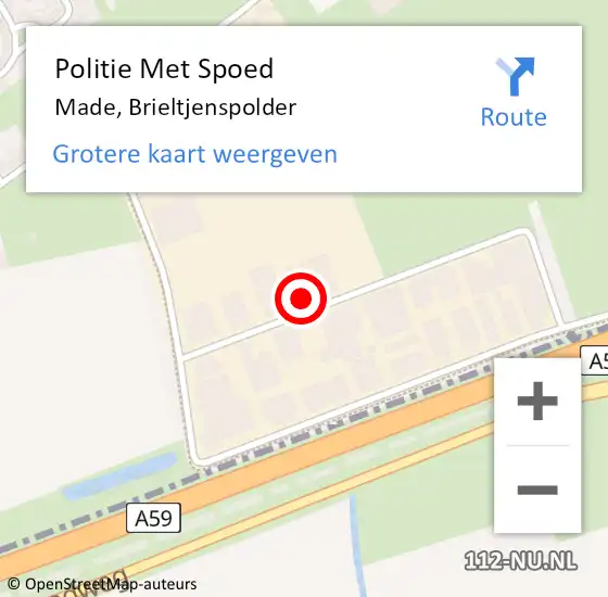 Locatie op kaart van de 112 melding: Politie Met Spoed Naar Made, Brieltjenspolder op 18 september 2024 15:58