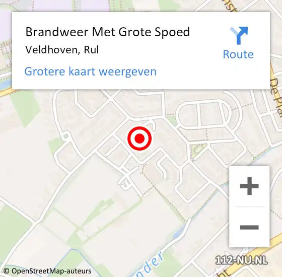 Locatie op kaart van de 112 melding: Brandweer Met Grote Spoed Naar Veldhoven, Rul op 18 september 2024 15:59