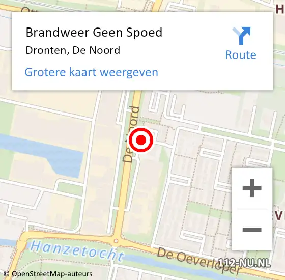 Locatie op kaart van de 112 melding: Brandweer Geen Spoed Naar Dronten, De Noord op 18 september 2024 16:05