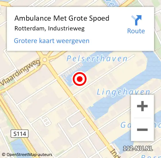 Locatie op kaart van de 112 melding: Ambulance Met Grote Spoed Naar Rotterdam, Industrieweg op 18 september 2024 16:11