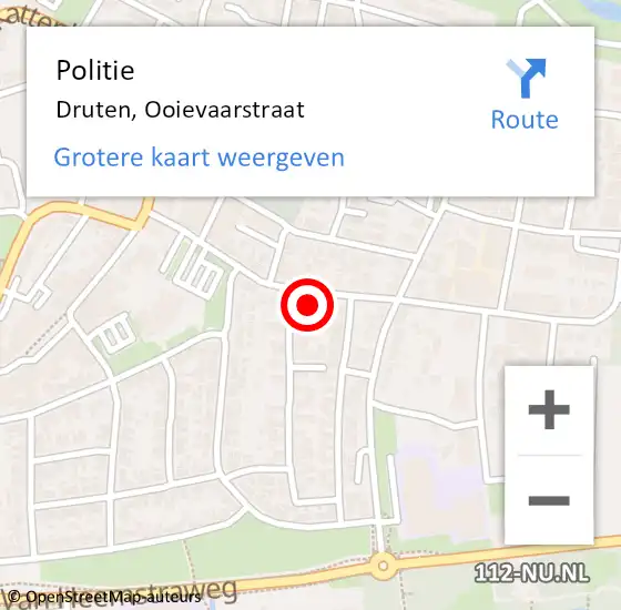 Locatie op kaart van de 112 melding: Politie Druten, Ooievaarstraat op 18 september 2024 16:11