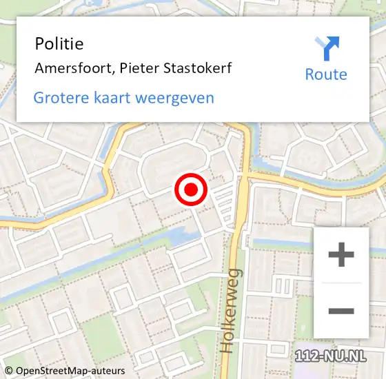 Locatie op kaart van de 112 melding: Politie Amersfoort, Pieter Stastokerf op 18 september 2024 16:23