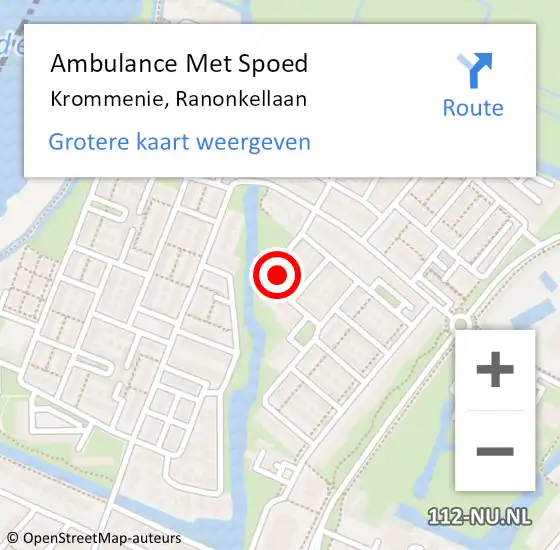 Locatie op kaart van de 112 melding: Ambulance Met Spoed Naar Krommenie, Ranonkellaan op 18 september 2024 16:24