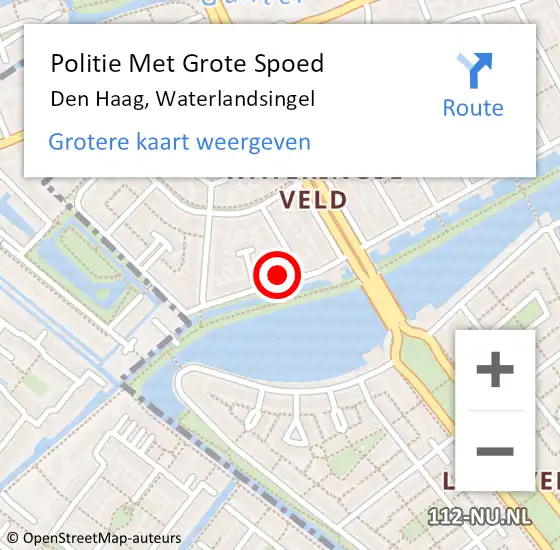 Locatie op kaart van de 112 melding: Politie Met Grote Spoed Naar Den Haag, Waterlandsingel op 18 september 2024 16:25