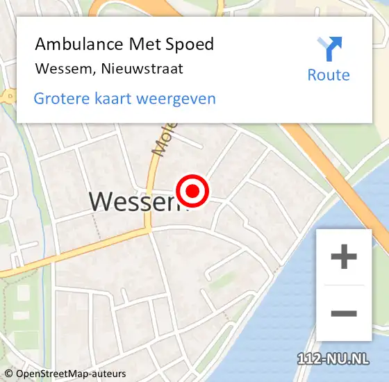 Locatie op kaart van de 112 melding: Ambulance Met Spoed Naar Wessem, Nieuwstraat op 18 september 2024 16:29