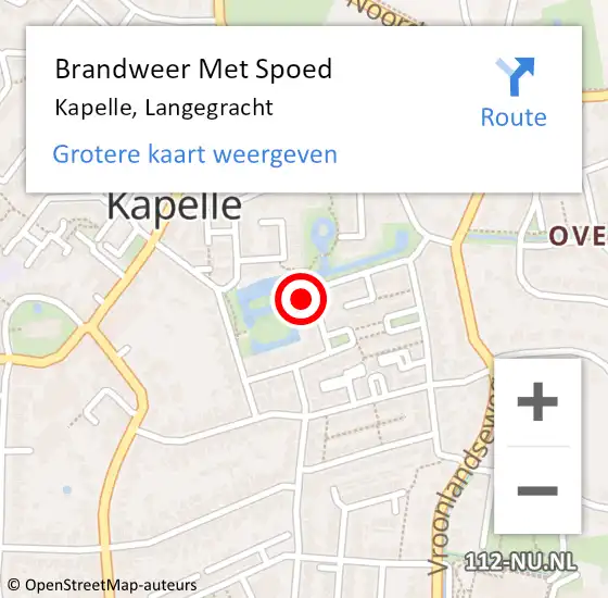 Locatie op kaart van de 112 melding: Brandweer Met Spoed Naar Kapelle, Langegracht op 18 september 2024 16:43