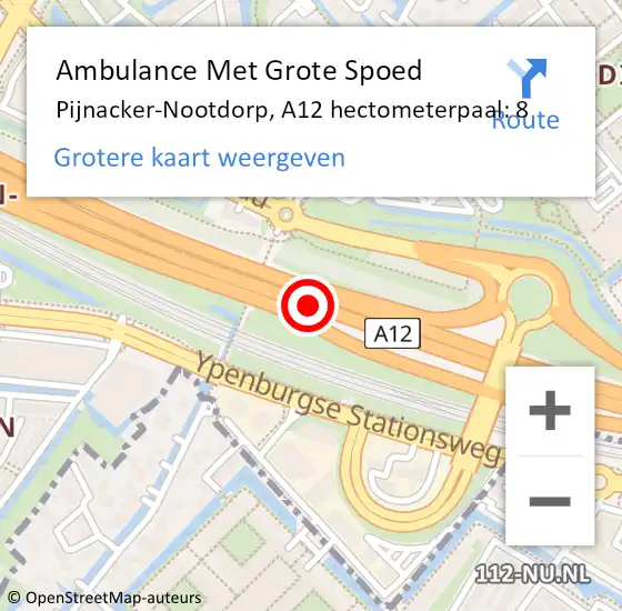 Locatie op kaart van de 112 melding: Ambulance Met Grote Spoed Naar Pijnacker-Nootdorp, A12 hectometerpaal: 8 op 18 september 2024 16:44