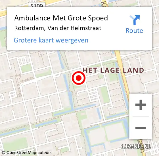 Locatie op kaart van de 112 melding: Ambulance Met Grote Spoed Naar Rotterdam, Van der Helmstraat op 18 september 2024 16:45