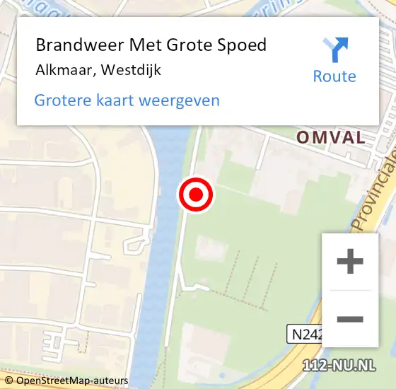 Locatie op kaart van de 112 melding: Brandweer Met Grote Spoed Naar Alkmaar, Westdijk op 18 september 2024 16:52