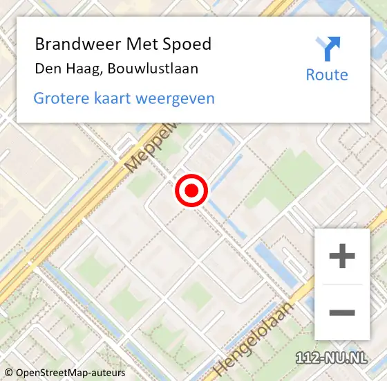 Locatie op kaart van de 112 melding: Brandweer Met Spoed Naar Den Haag, Bouwlustlaan op 18 september 2024 16:56