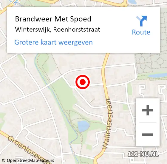 Locatie op kaart van de 112 melding: Brandweer Met Spoed Naar Winterswijk, Roenhorststraat op 18 september 2024 17:02