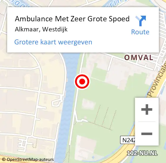 Locatie op kaart van de 112 melding: Ambulance Met Zeer Grote Spoed Naar Alkmaar, Westdijk op 18 september 2024 17:02