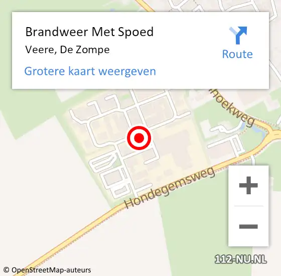 Locatie op kaart van de 112 melding: Brandweer Met Spoed Naar Veere, De Zompe op 18 september 2024 17:19