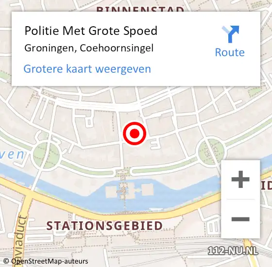 Locatie op kaart van de 112 melding: Politie Met Grote Spoed Naar Groningen, Coehoornsingel op 18 september 2024 17:32